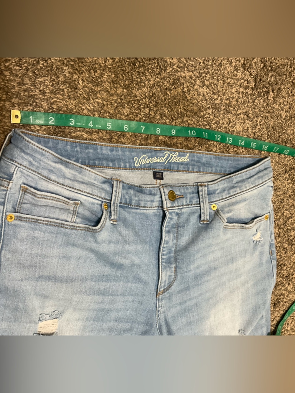 Universal Thread Light Blue Distressed Skinny Jeans Size 12 - Picture 5 of 6